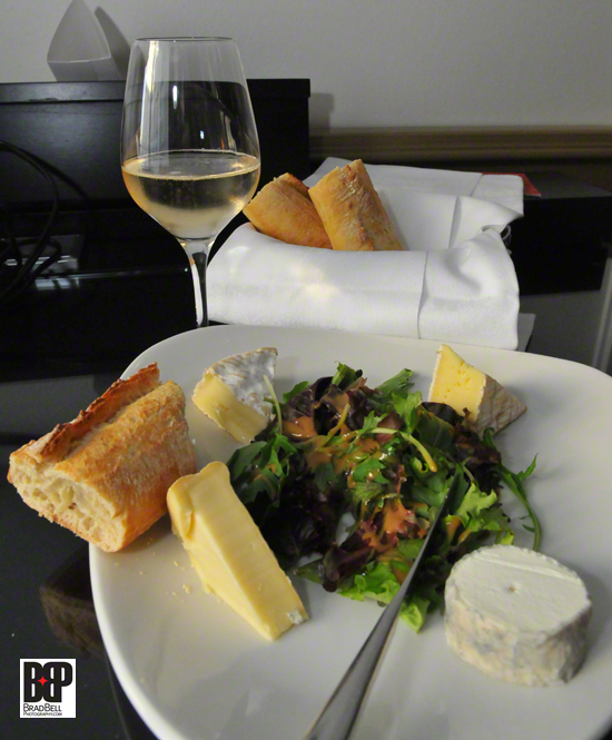 The manager of the Marriott Champs-Elysees sent us a cheese plate with a bottle of white wine for our anniversary.